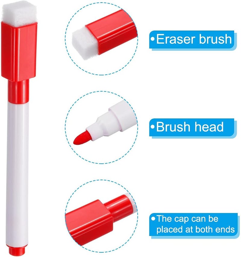 PATIKIL Dry Erase Marker Pens, 60 Pack Red Ink Fine Point Low Odor Whiteboard with Eraser Cap for Office Home Classroom, White Pen Rod - Image 4
