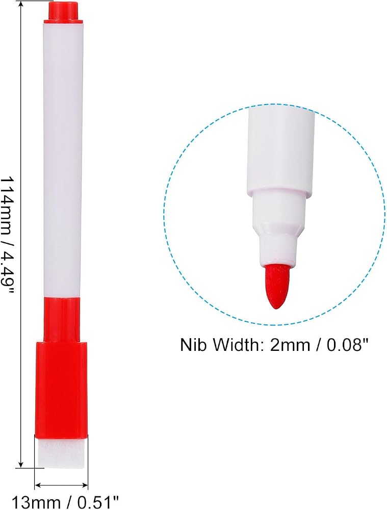 PATIKIL Dry Erase Marker Pens, 60 Pack Red Ink Fine Point Low Odor Whiteboard with Eraser Cap for Office Home Classroom, White Pen Rod - Image 2