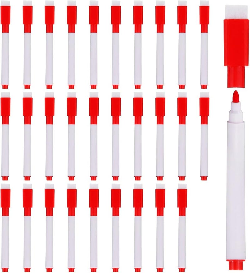 PATIKIL Dry Erase Marker Pens, 60 Pack Red Ink Fine Point Low Odor Whiteboard with Eraser Cap for Office Home Classroom, White Pen Rod - Image 1