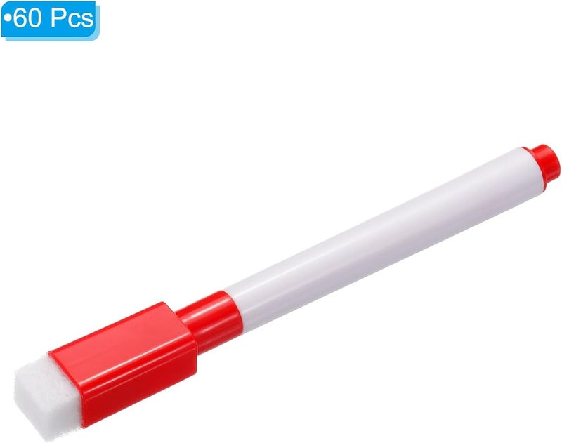 PATIKIL Dry Erase Marker Pens, 60 Pack Red Ink Fine Point Low Odor Whiteboard with Eraser Cap for Office Home Classroom, White Pen Rod - Image 3