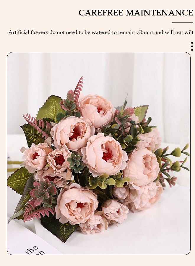 DUNISO Artificial Flowers Table Centerpieces Decor Artificial Tulips Silk Flowers Bouquets Arrangement for Home Room Office Party Table Flowers Decoration Wedding Table Centerpieces - Image 3