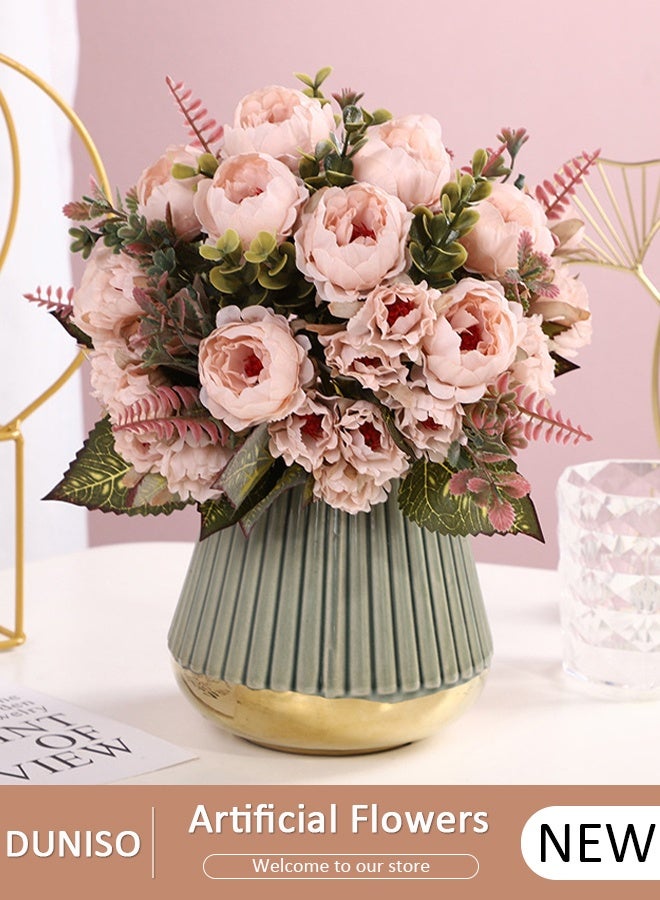 DUNISO Artificial Flowers Table Centerpieces Decor Artificial Tulips Silk Flowers Bouquets Arrangement for Home Room Office Party Table Flowers Decoration Wedding Table Centerpieces - Image 1