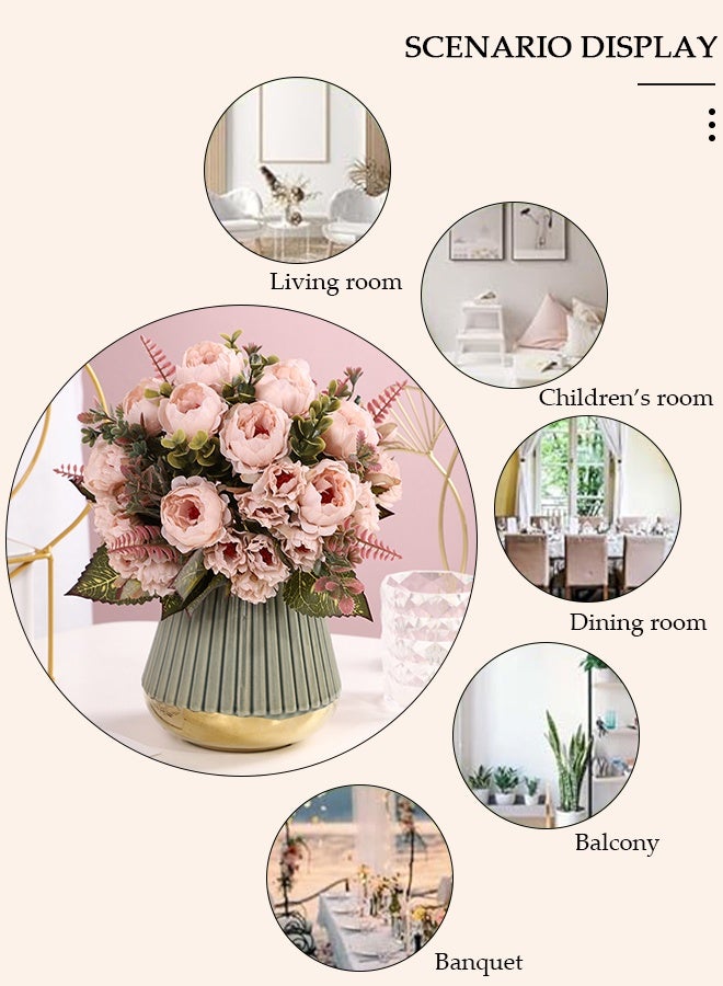 DUNISO Artificial Flowers Table Centerpieces Decor Artificial Tulips Silk Flowers Bouquets Arrangement for Home Room Office Party Table Flowers Decoration Wedding Table Centerpieces - Image 4