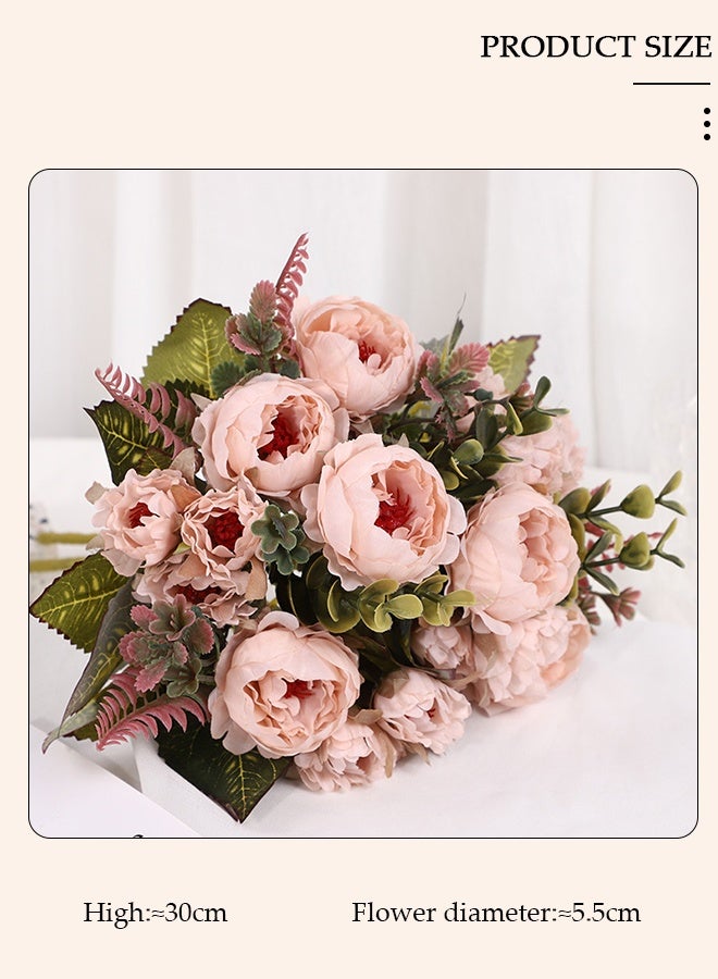DUNISO Artificial Flowers Table Centerpieces Decor Artificial Tulips Silk Flowers Bouquets Arrangement for Home Room Office Party Table Flowers Decoration Wedding Table Centerpieces - Image 2