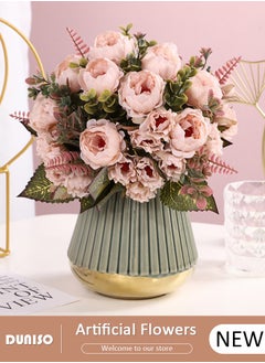 DUNISO Artificial Flowers Table Centerpieces Decor Fake Tulips Silk Flowers Bouquets Arrangement for Home Room Office Party Table Flowers Decoration Wedding Table Centerpieces  - Image 1