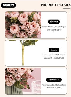 DUNISO Artificial Flowers Table Centerpieces Decor Fake Tulips Silk Flowers Bouquets Arrangement for Home Room Office Party Table Flowers Decoration Wedding Table Centerpieces  - Image 2