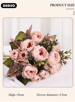 DUNISO Artificial Flowers Table Centerpieces Decor Fake Tulips Silk Flowers Bouquets Arrangement for Home Room Office Party Table Flowers Decoration Wedding Table Centerpieces  - Image 4