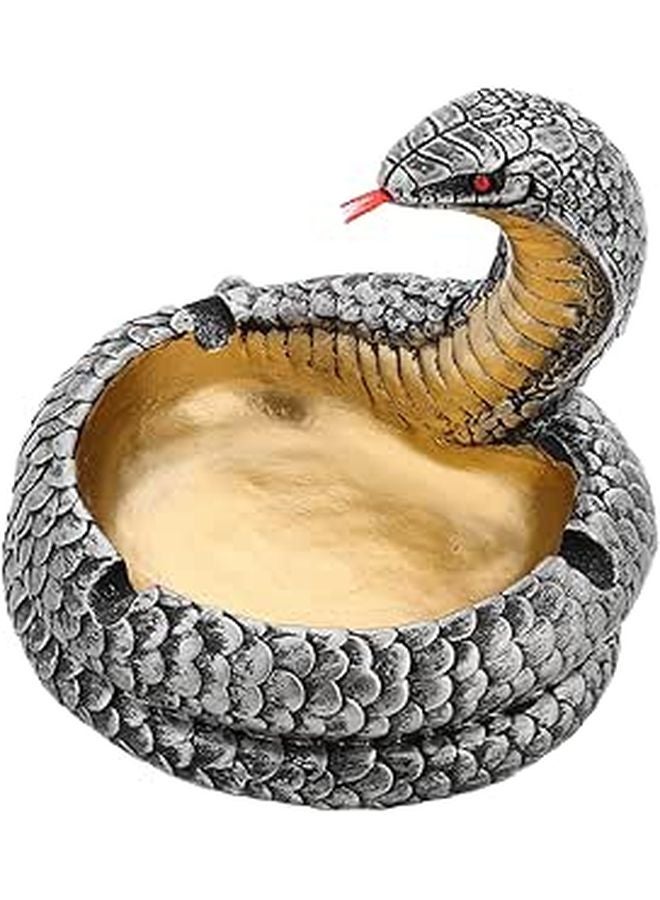 Realistic Hand Painted Resin Cobra Ashtray Cigar Holder Snake Ornament Desktop Decor - Image 1