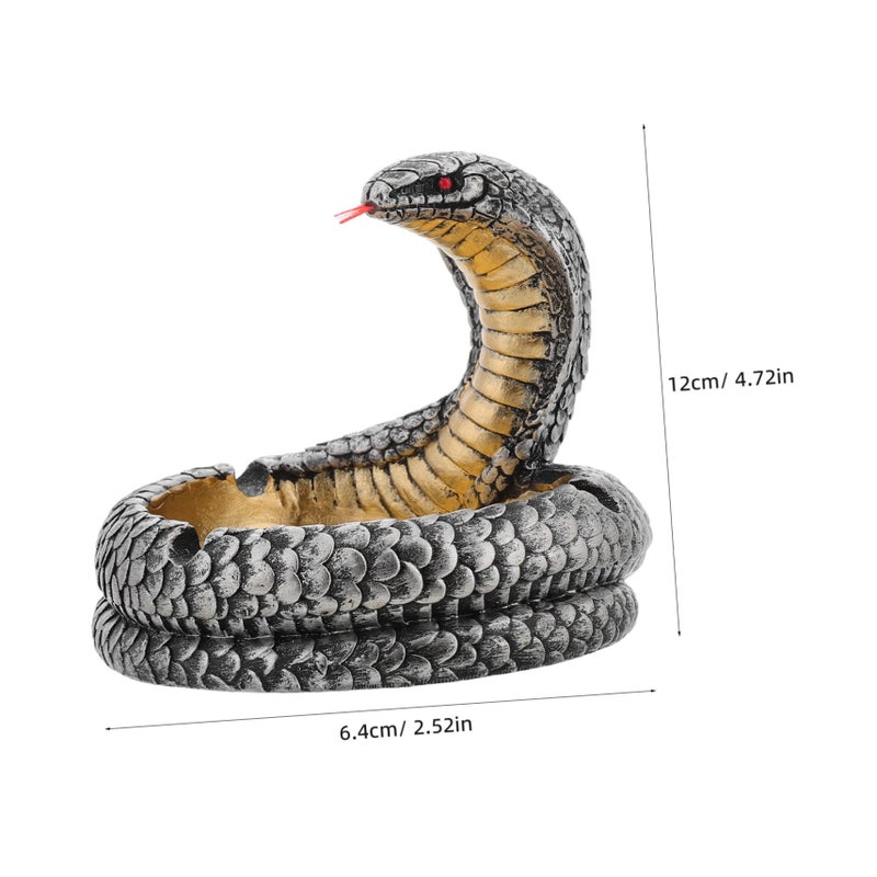 Realistic Hand Painted Resin Cobra Ashtray Cigar Holder Snake Ornament Desktop Decor - Image 3