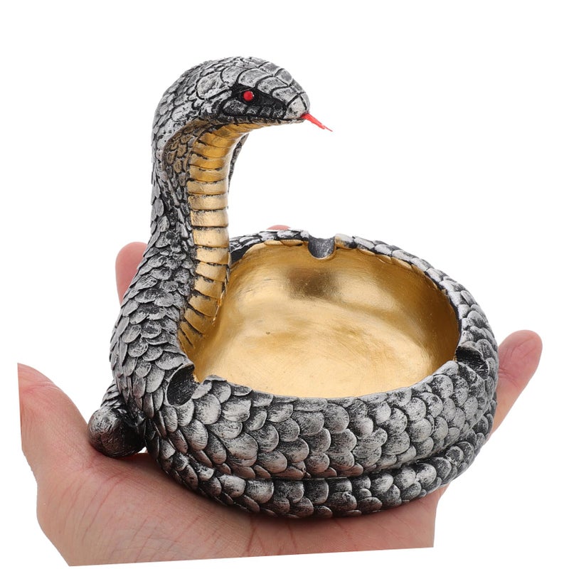 Realistic Hand Painted Resin Cobra Ashtray Cigar Holder Snake Ornament Desktop Decor - Image 4