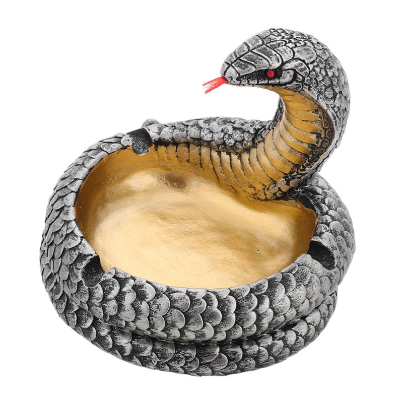 Realistic Hand Painted Resin Cobra Ashtray Cigar Holder Snake Ornament Desktop Decor - Image 2