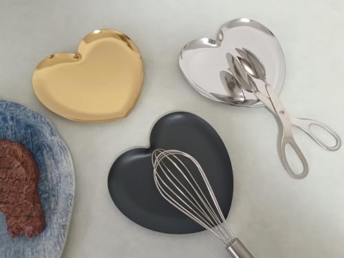 TOPYOKK Stainless Steel Spoon Rest for Stove Top, Cute Spoon Rest for Kitchen Counter, Cooking Spoon Holder for Kitchen Counter, Utensil Rest for Spatula Ladle or Tong, 1 PCS (Heart, Matte black) - Image 3