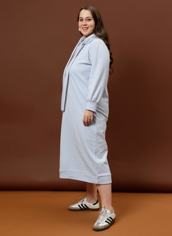 Athena Hooded Midi Dress for Women in Blue - Image 4