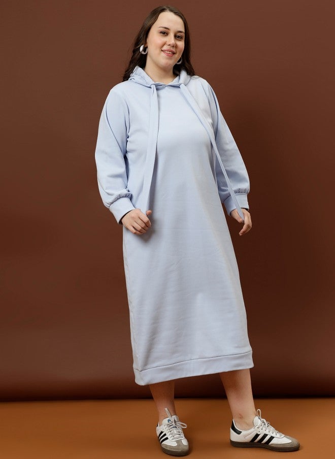 Athena Hooded Midi Dress for Women in Blue - Image 3