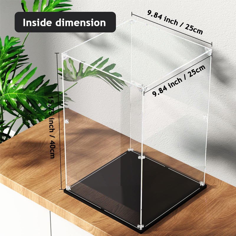dofopo Clear Acrylic Display Case, Self-Assemble Showcase for Collectibles, Action Figures, Dolls- Alternative Glass Box for Commemorative Gifts (10x10x15.7inch, 25x25x40 cm) - Image 5