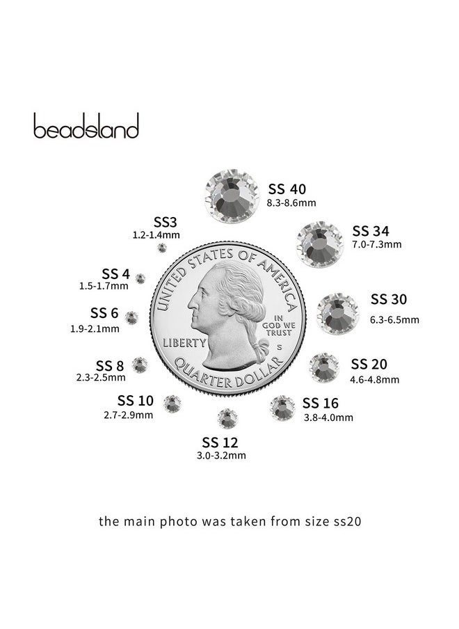 BEADSLAND - Flat Back Crystal Rhinestones Round Gems For Nail Art And Craft Glue Fix, Crystal (4.64.8Mm) Ss20/1440Pcs - Image 1