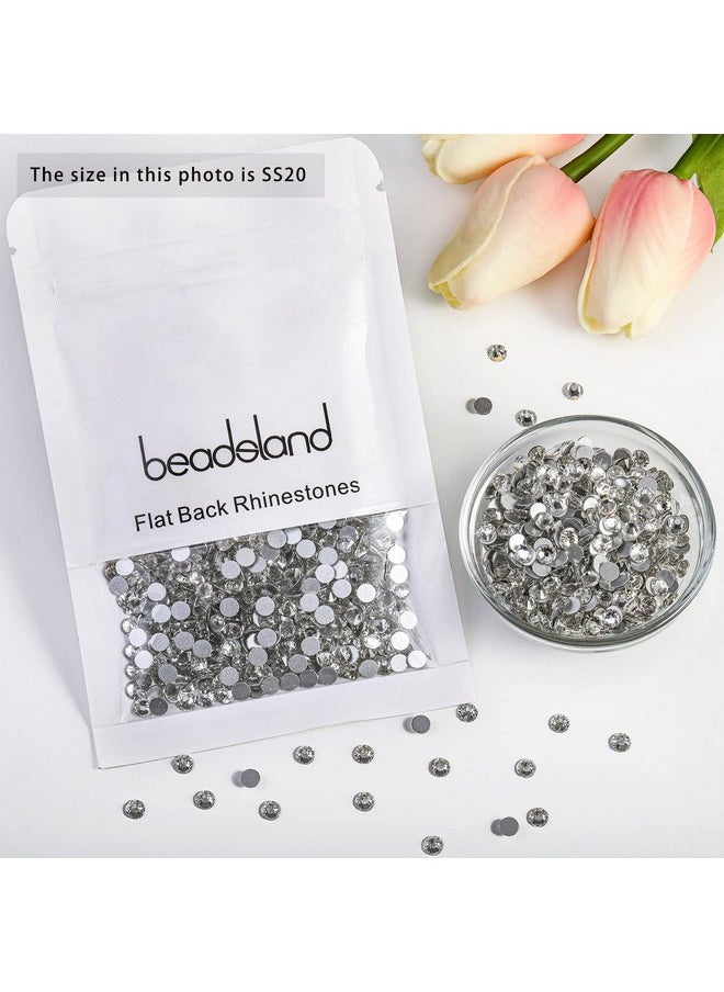 BEADSLAND - Flat Back Crystal Rhinestones Round Gems For Nail Art And Craft Glue Fix, Crystal (4.64.8Mm) Ss20/1440Pcs - Image 1