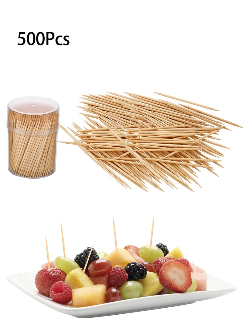 500 قطعة أعواد أسنان من الخيزران عالية الجودة للاستخدام المنزلي والحفلات والمطاعم والشواء وتزيين الفاكهة - Image 1