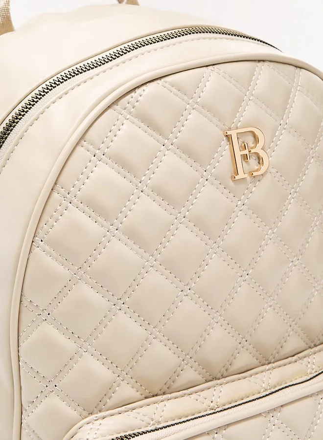 Flora Bella By Shoexpress Quilted Backpack with Adjustable Straps and Zip Closure