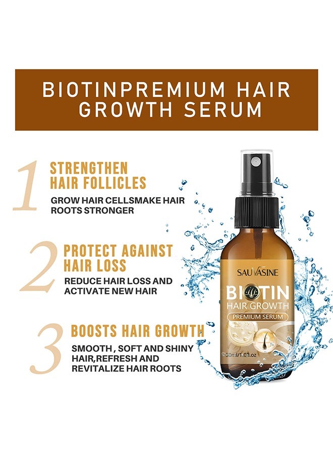 SAUVASINE Biotin Hair Growth Premium Serum, Hair Thickening Serum with Castor Oil, Ginger Root Extract, Volumizing Hair Thickening Serum for Hair Growth, Reduces Hair Loss 30ml - Image 4