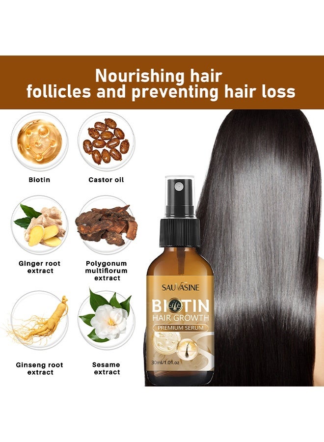 SAUVASINE Biotin Hair Growth Premium Serum, Hair Thickening Serum with Castor Oil, Ginger Root Extract, Volumizing Hair Thickening Serum for Hair Growth, Reduces Hair Loss 30ml - Image 5