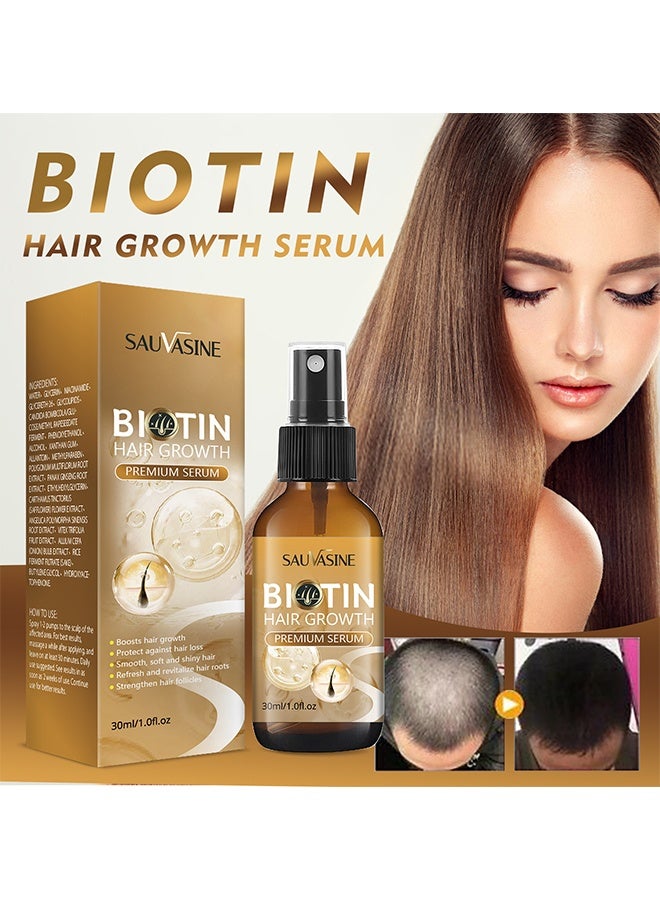 SAUVASINE Biotin Hair Growth Premium Serum, Hair Thickening Serum with Castor Oil, Ginger Root Extract, Volumizing Hair Thickening Serum for Hair Growth, Reduces Hair Loss 30ml - Image 2