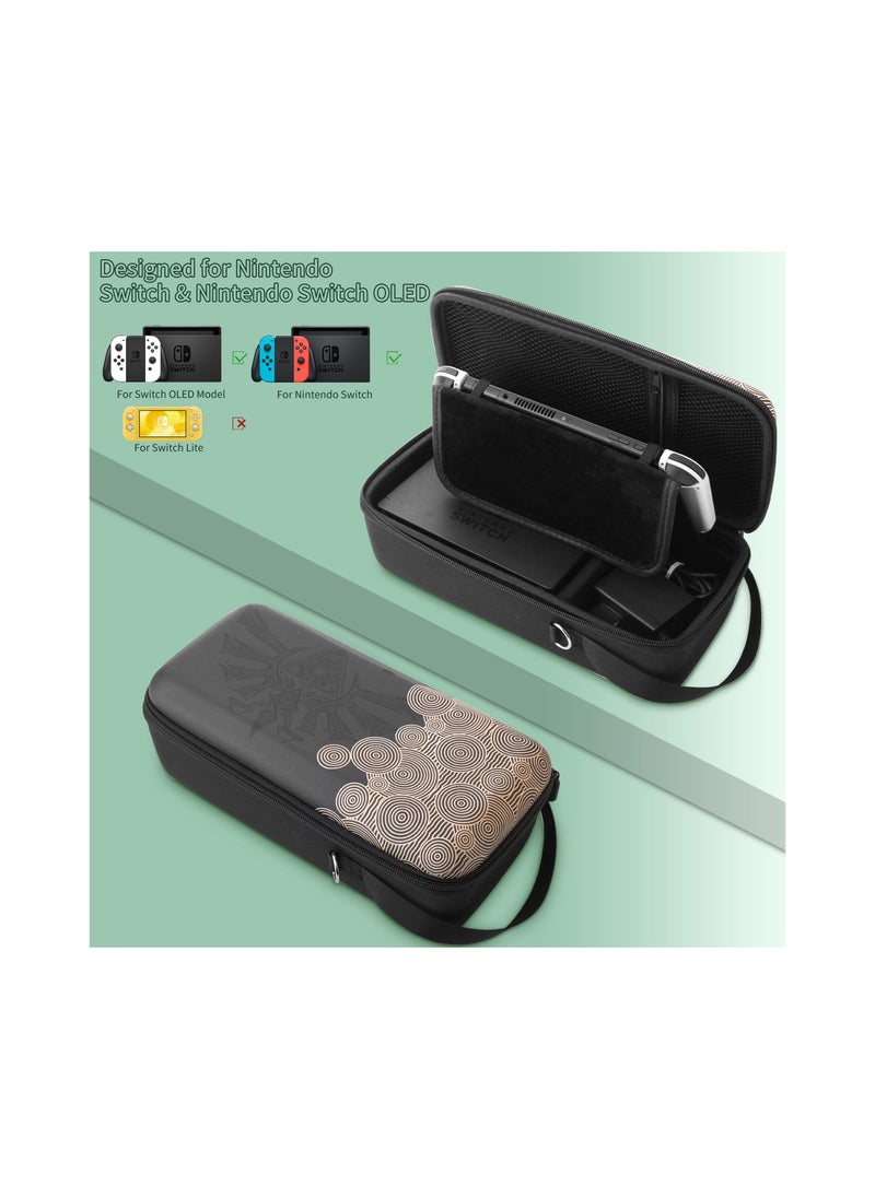 SYOSI - Storage Case Fit for Nintendo Switch/Switch OLED, Portable Travel Hard Shell Bag with Shoulder Strap, Built-in Stand Design Fit AC Charger Adapter, Switch Dock/Pro Controller, Accessories, Black - Image 1