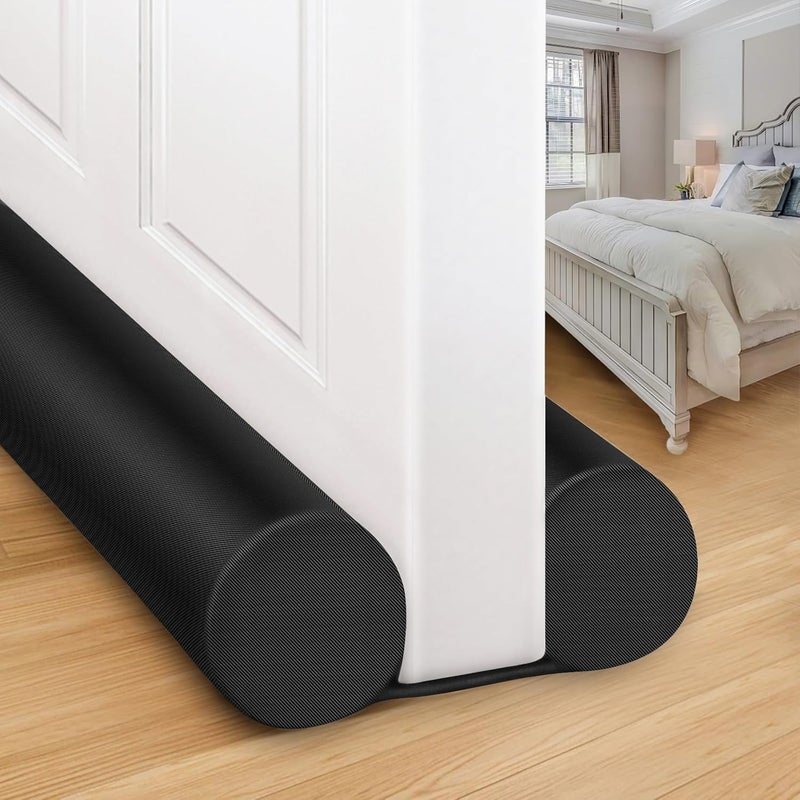 Large Door Draft Stopper for Bottom of Door 36 Inch Under Door Noise Blocker Under Door Gap Filler Weather Stripping Adjustable Twin Door Sweep Door Draft Guard Window Seal Black - Image 1