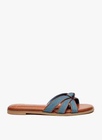 سيليست Women's Textured Slip-On Sandals with Knot Detail