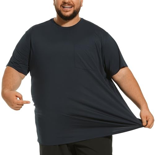 HOdo Big and Tall Mens TShirt UPF 50 Sun Protection Swim Shirt SPF Quick Dry Navy 5XL - Image 3