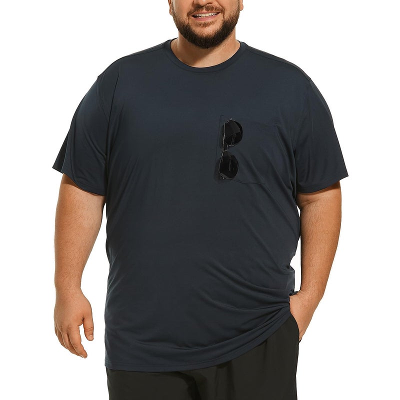 HOdo Big and Tall Mens TShirt UPF 50 Sun Protection Swim Shirt SPF Quick Dry Navy 5XL - Image 2