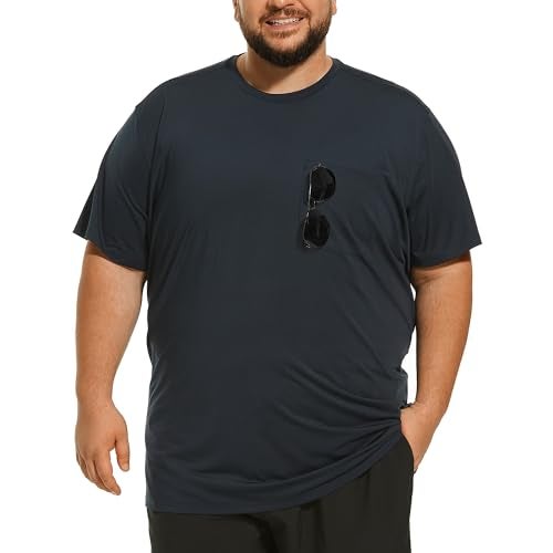 HOdo Big and Tall Mens TShirt UPF 50 Sun Protection Swim Shirt SPF Quick Dry Navy 5XL - Image 1