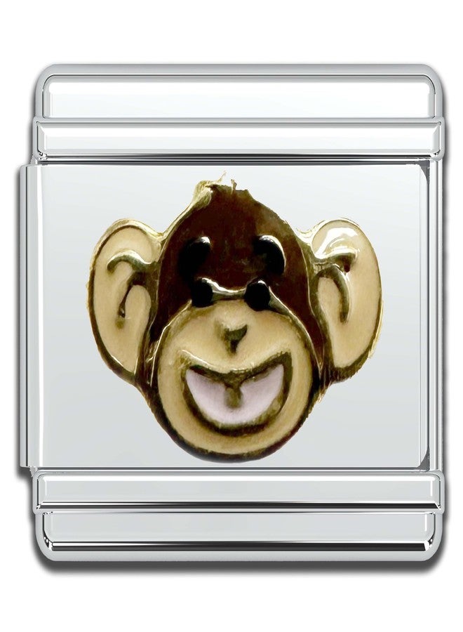 Fablinks Italian Bracelet Charms, 9mm Stainless Steel Charm Link for Women, Modular Jewelry Links for Men (Monkey 2)