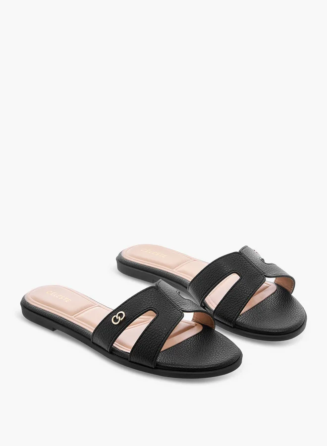سيليست Women's Textured Slip-On Flat Sandals
