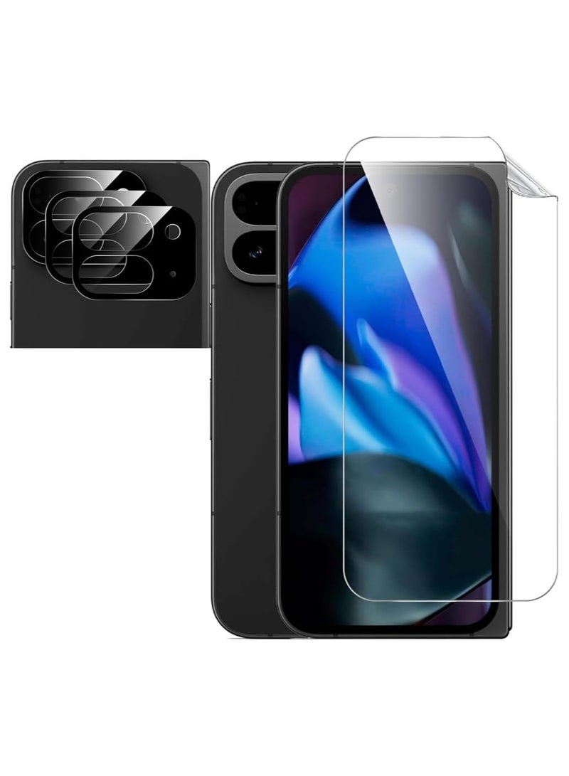 Screen Protector Compatible with Google Pixel 9 Pro Fold, 【2 Pack】 Flexible Screen Protector + 【2 Pack】 Glass Camera Lens Protector, HD, Ultra-thin - Image 1