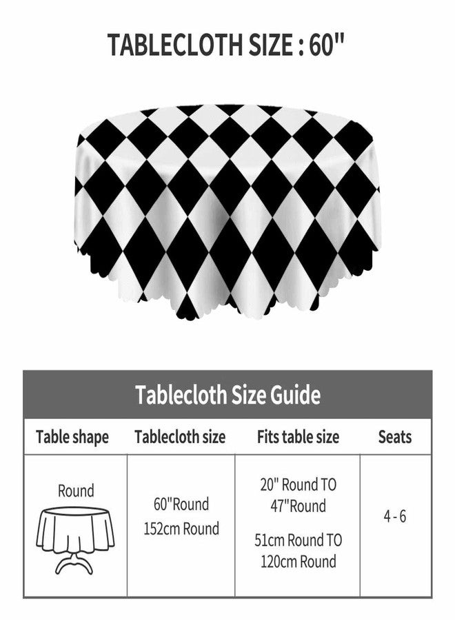 Yibeas Tablecloth Round Diamond Table Cloth Geometric Black White Diamond Pattern Table Cover for Dining Room Kitchen Decoration Round Tablecloths 60 inch - Image 3