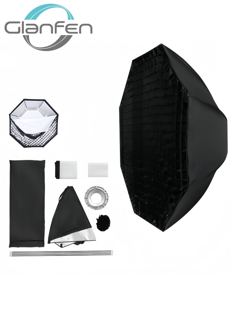 Glanfen Octagonal Softbox, 95cm Quick-Setup Compact Bowens Mount with Light Diffusers, Grid, Carrying Bag, Compatible with Most Bowens Mount COB Video Light for Portrait Product Photography - Image 1