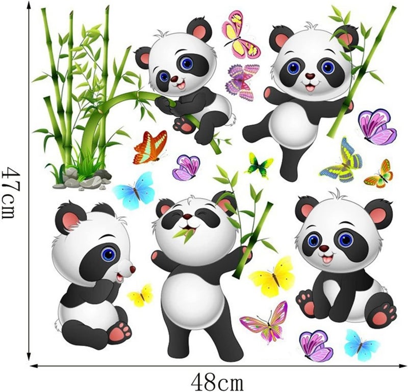 YOWOCAL Panda Bamboo  Butterfly Wall DecalsPeel and Stick Removable Animal Wall Stickers for Kids Children Bedroom Nursery Home Decor11x10in - Image 3