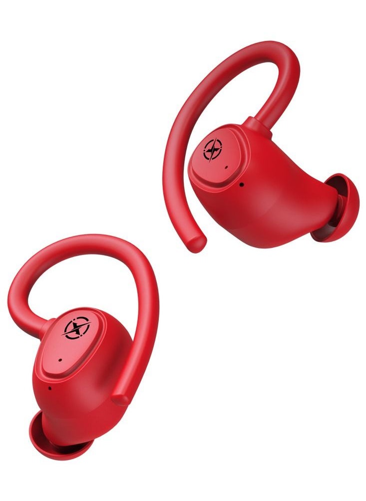 XO - XO G2 Stereo Wireless Earphones Over-Ear Hooks Headphones Bluetooth V5.1 Stereo Sound Wireless Earphones for Gym, Yoga, Running etc (Red) - Image 1