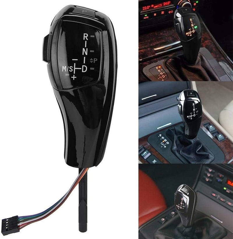 woobles Gear Shift Knob Head Shift Lever, LHD Automatic LED Gear Shift Knob Retrofit Kit for E90 E92 E84 E89 for F30 Style (Bright Black) - Image 1