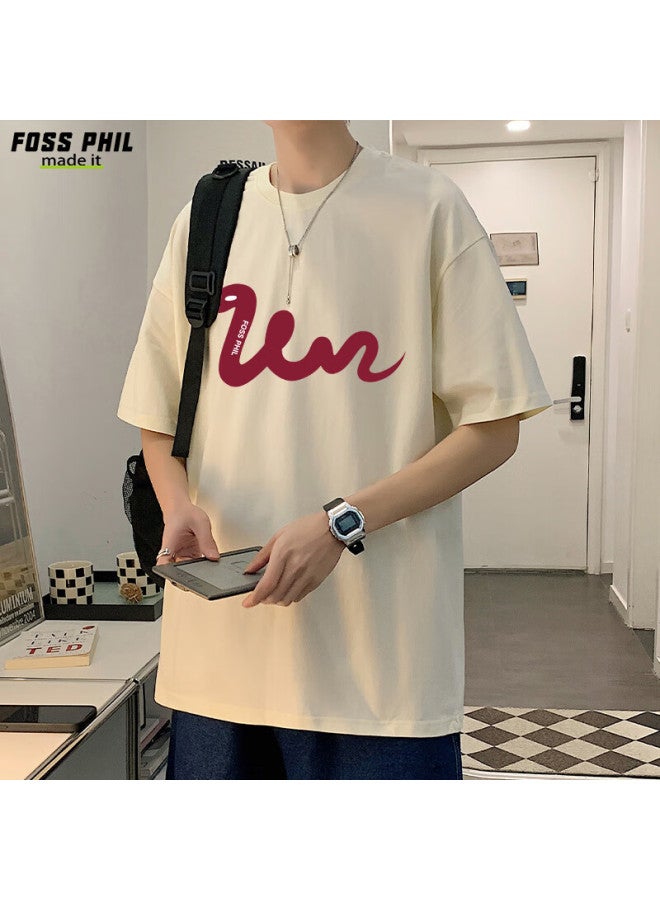 Foss Phil Men's Short-sleeve T-shirt, Summer 7a Antibacterial Pure Cotton, Zodiac Year Loose Casual Round Neck Undershirt, Fpt6 White L - Image 3