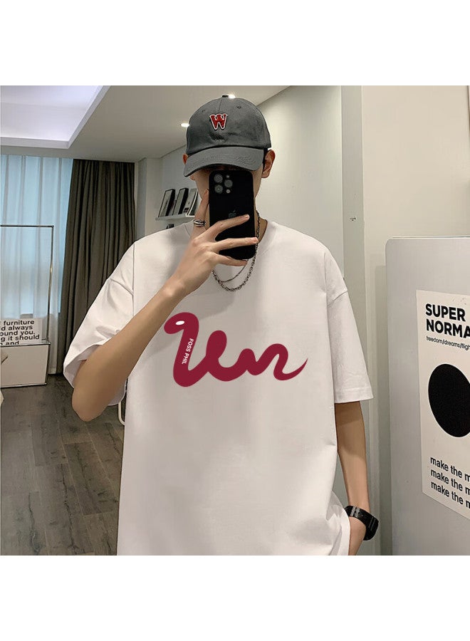 Foss Phil Men's Short-sleeve T-shirt, Summer 7a Antibacterial Pure Cotton, Zodiac Year Loose Casual Round Neck Undershirt, Fpt6 White L - Image 1