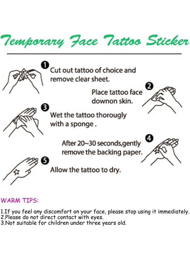 saykfoe [12 Pack] Animal Temporary Face Tattoo for Kids, Face Paint Stickers, Birthday Party Supplies Festival Favors - Makeup Skin Decor for Girl Boy - Bunny Butterfly Panda Giraffe Fairy Floral Festival Tattoos - Image 3