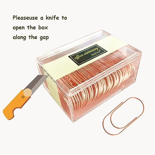 Supfoxer Rose Gold Large Paper Clips, 50pcs 50mm 2 inch Jumbo Paper Clip Non-Skid Large Wide Smooth Finish Steel Wire Office Supply Accessories - Image 3