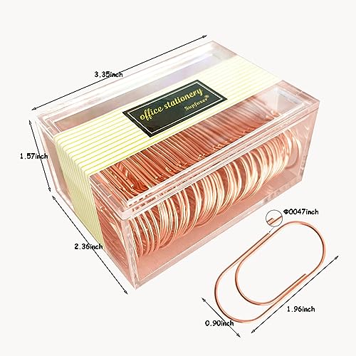Supfoxer Rose Gold Large Paper Clips, 50pcs 50mm 2 inch Jumbo Paper Clip Non-Skid Large Wide Smooth Finish Steel Wire Office Supply Accessories - Image 4