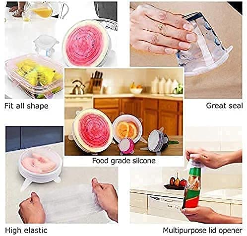 MALL SKY MALL 6 Pcs Silicone Lids Cover, Various Sizes Durable Food Bowl Utensils Cover, Expandable Fresh-Keeping Cover (6 Pcs Set) (Lids 6) - Image 2