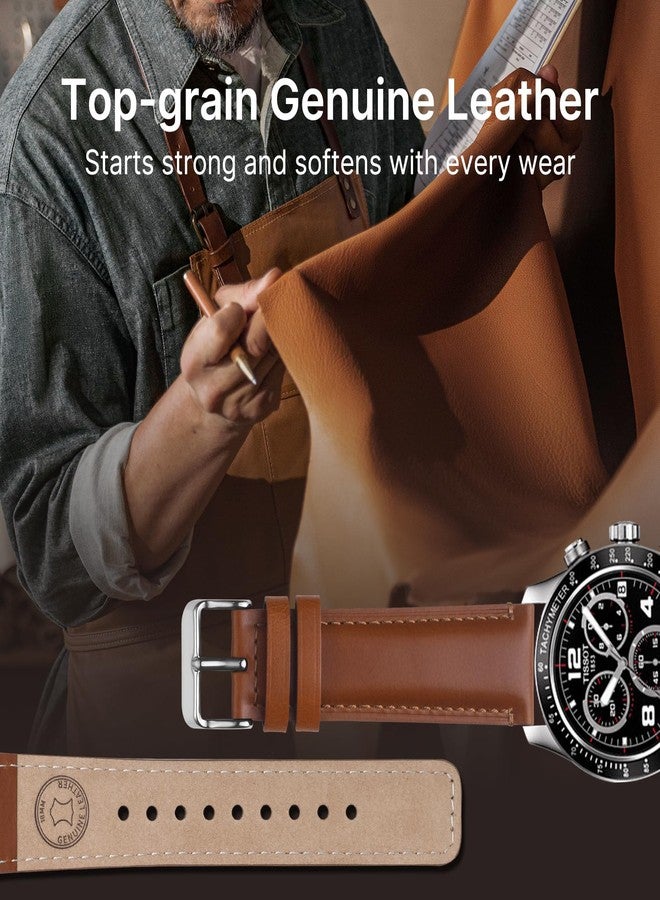 Fullmosa 18mm 20mm 22mm 24mm Leather Watch Bands Quick Release Watch Strap for Men Women, 2 Pack Soft Replacement Strap Wristband with Stainless Steel Buckle,18mm Toffee Brown&Silver/Black&Black - Image 3