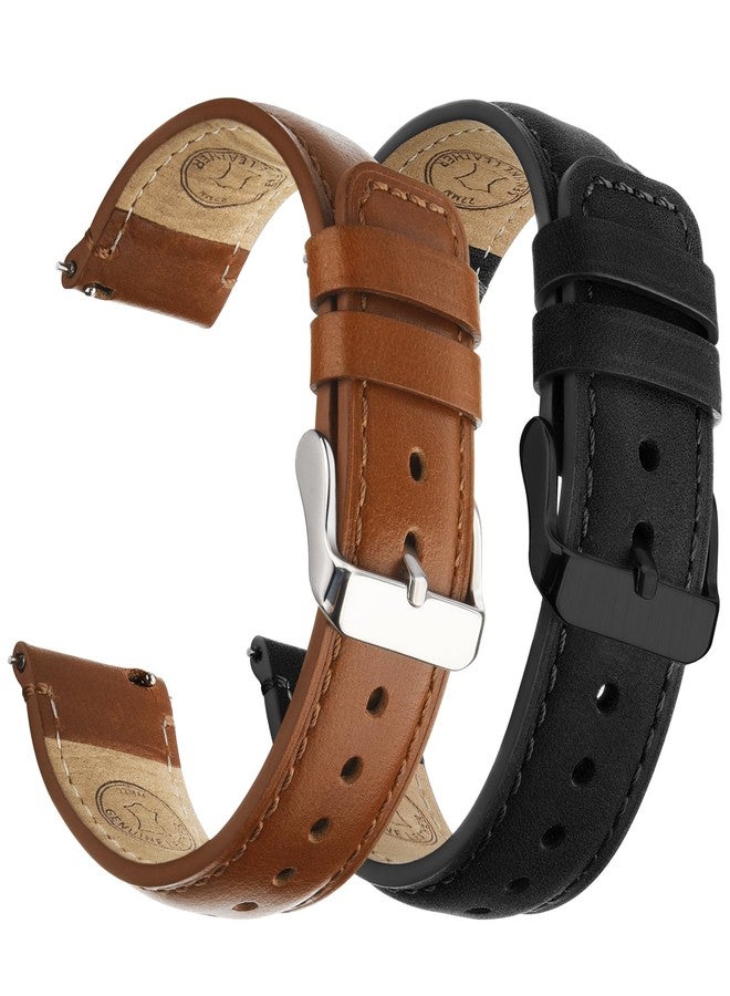Fullmosa 18mm 20mm 22mm 24mm Leather Watch Bands Quick Release Watch Strap for Men Women, 2 Pack Soft Replacement Strap Wristband with Stainless Steel Buckle,18mm Toffee Brown&Silver/Black&Black - Image 1
