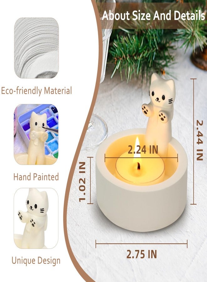 Teppellze Cute Cat Candle Holder, Handmade Kitten Warming Paws Tealight Holder, Aesthetic Room Decor, Unique Gifts for Cat Lovers Women, Friends, Cat Moms (Gift Box Included) - Image 2