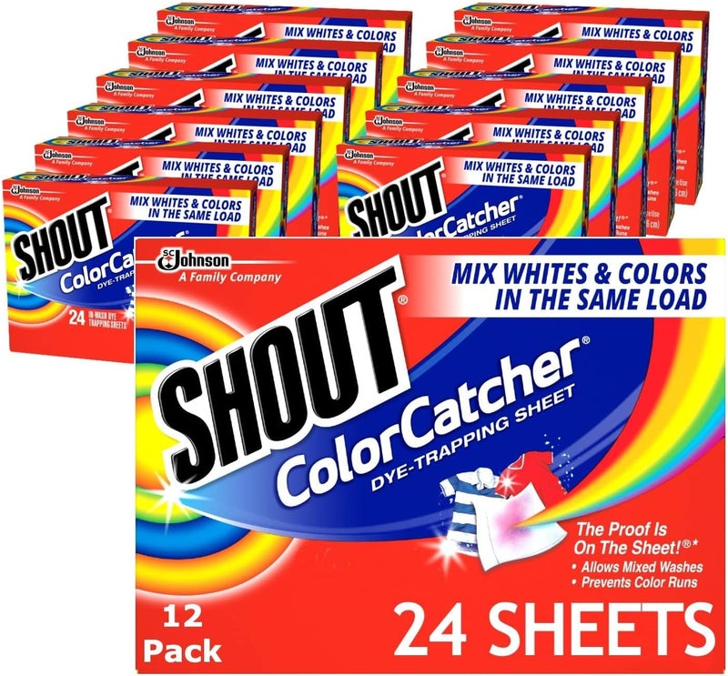 Shout Color Catchers Laundry Sheets - 24 Count, Pack of 12 (288 Total Sheets) for Mixed Washes - Image 1